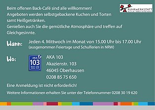 Postkartenrückseite der Postkarte Offenes Back-Café