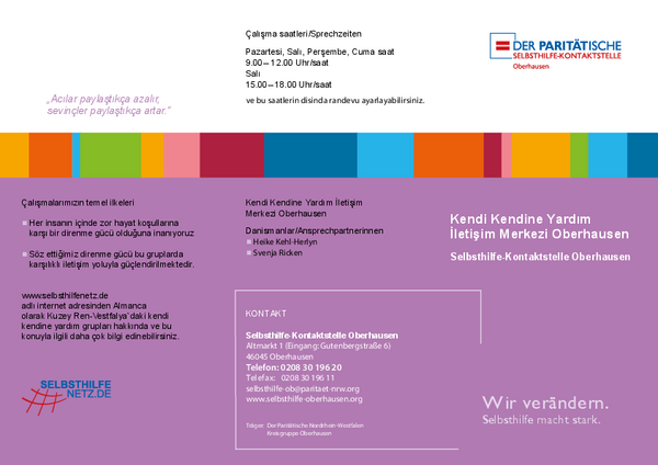 Flyer Selbsthilfe-Kontaktstelle auf Türkisch
