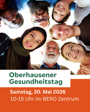 Blick in 7 Gesichter, die im Kreis auf uns schauen, Bildunterschrift Oberhausener Gesundheitstag 2026